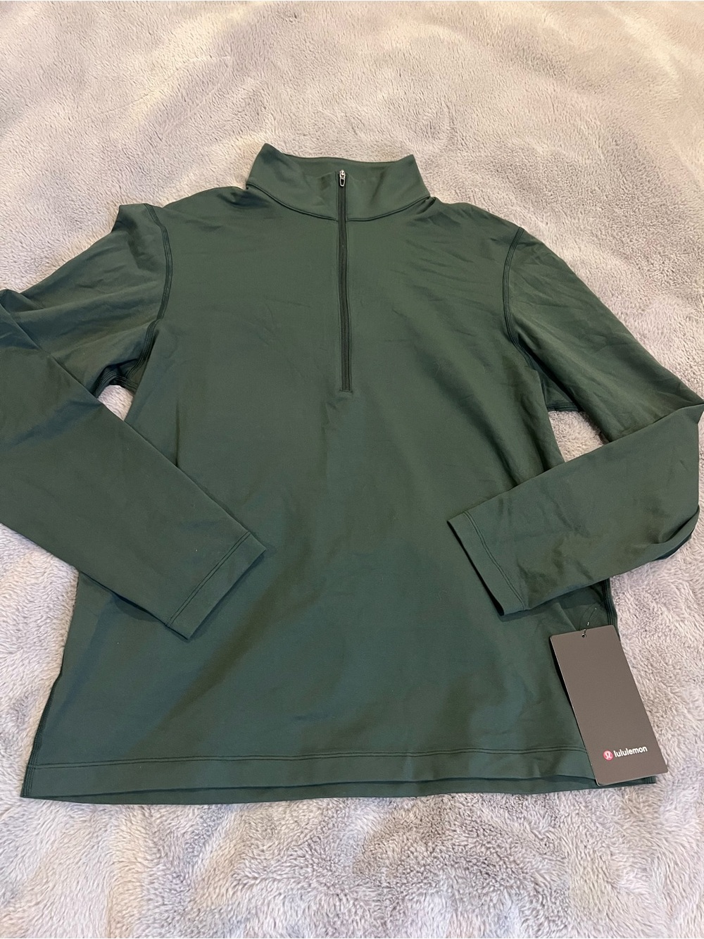 lululemon Women's Soft Jersey Quarter Zip Mock Neck Pullover Green Long Sleeve M